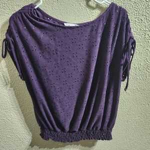 🔴 3 for $12 PerSeption Concept Eyelet Purple Blouse